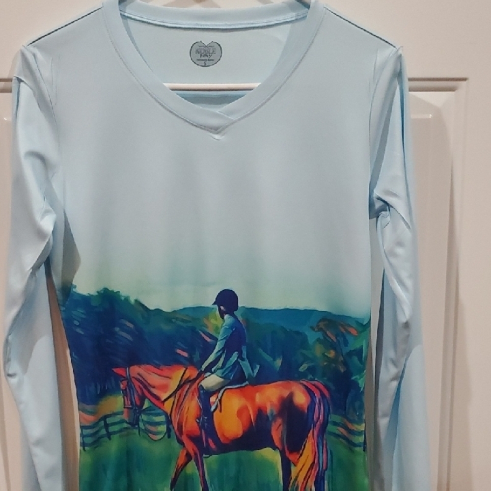 Noble Pony Equestrian Print Women's Jersey Top Small - Picture 3 of 7